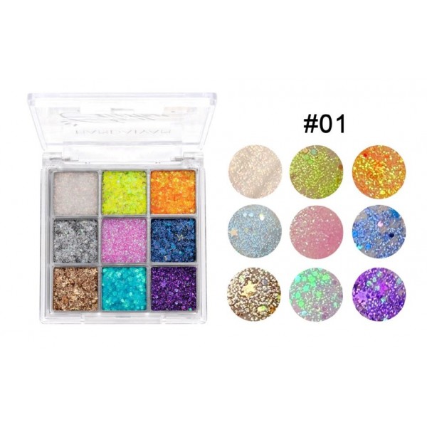 Тіні кольорові для повік, з блискітками Handaiyan Glitter Eyeshadow, палетка тіней з блискітками, глітер, 3 види
