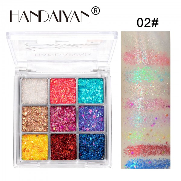 Тіні кольорові для повік, з блискітками Handaiyan Glitter Eyeshadow, палетка тіней з блискітками, глітер, 3 види