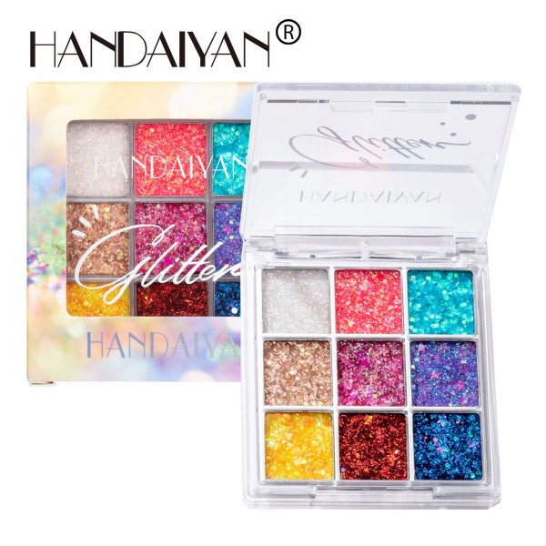 Тіні кольорові для повік, з блискітками Handaiyan Glitter Eyeshadow, палетка тіней з блискітками, глітер, 3 види