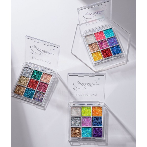 Тіні кольорові для повік, з блискітками Handaiyan Glitter Eyeshadow, палетка тіней з блискітками, глітер, 3 види