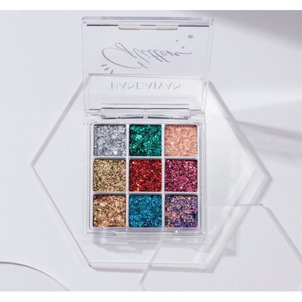 Тіні кольорові для повік, з блискітками Handaiyan Glitter Eyeshadow, палетка тіней з блискітками, глітер, 3 види