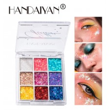 Тіні кольорові для повік, з блискітками Handaiyan Glitter Eyeshadow, палетка тіней з блискітками, глітер, 3 види