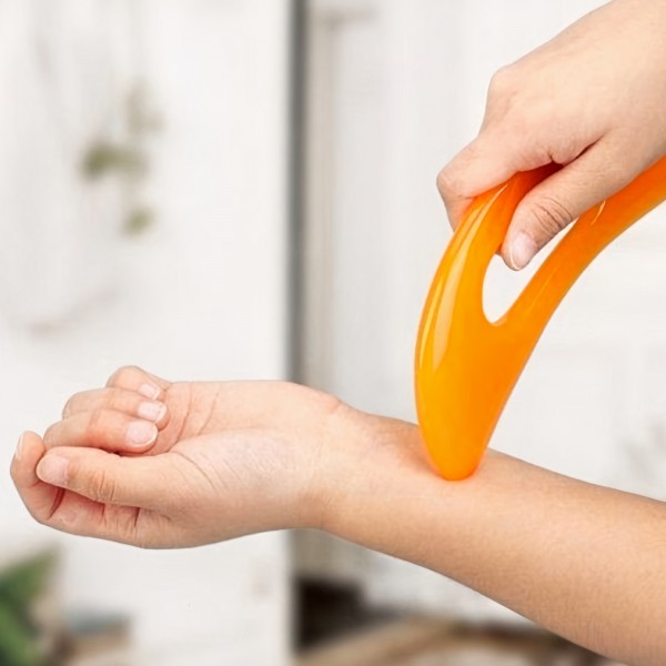 Шкребок Гуаша, пластина-масажер для Гуаша, жовта смола, 8х20 см