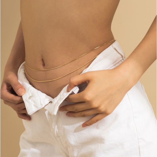 Ланцюжок на талію, подвійний "Snakes", золото та срібло