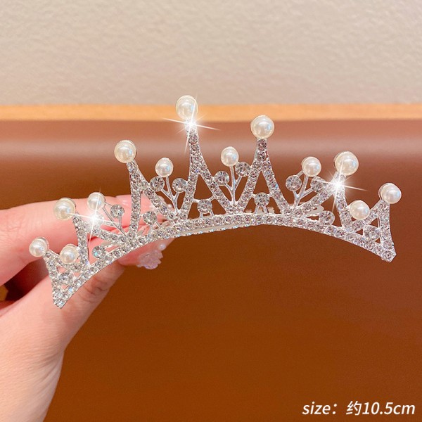 Діадема для волосся зі стразами та перлами "Sweet Look", срібло