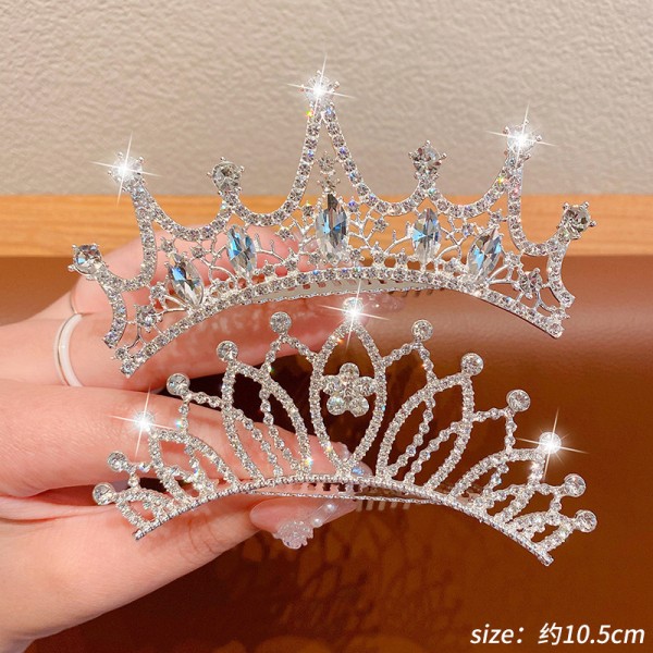 Діадема для волосся зі стразами та камінням "Flower crystal bright", срібло