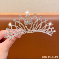 Діадема для волосся зі стразами та камінням "Flower crystal bright", срібло