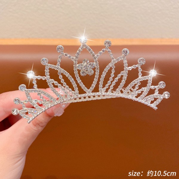 Діадема для волосся зі стразами та камінням "Flower crystal bright", срібло