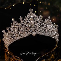 Корона на голову с камнями "Crystal", серебро