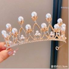 Корона на голову з камінням та перлами "Crystal princess",  золото