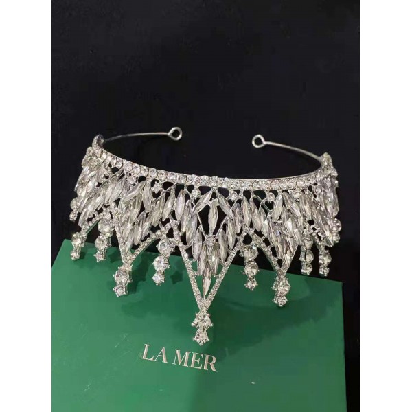 Корона на голову з камінням та стразами "Diamond Shine",  золото