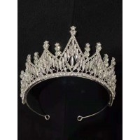 Корона на голову з камінням та стразами "Diamond Shine",  срібло