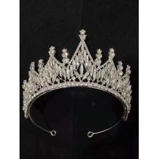 Корона на голову з камінням та стразами "Diamond Shine",  срібло