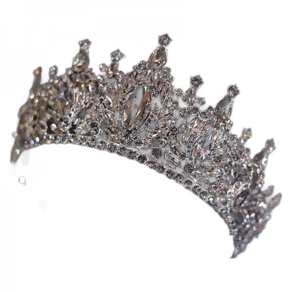 Корона на голову з камінням та стразами "Crown Shine",  срібло