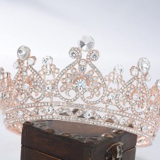 Корона на голову зі стразами "Golden Rose Shine",  рожеве золото