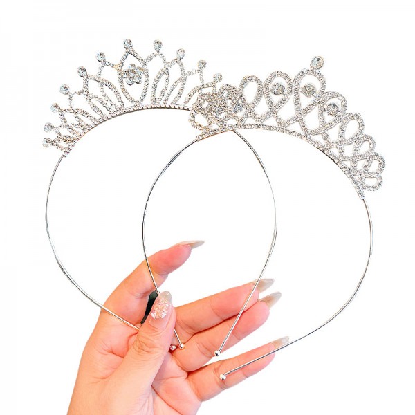 Корона обруч на голову зі стразами   "Flower Style",  срібло