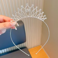 Корона обруч на голову зі стразами   "Flower Style",  срібло