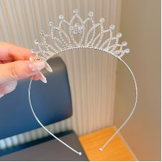 Корона обруч на голову зі стразами "Flower Style", срібло