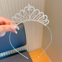 Корона обруч на голову зі стразами   "Diamond Heart",  срібло