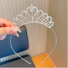 Корона обруч на голову зі стразами "Diamond Heart", срібло