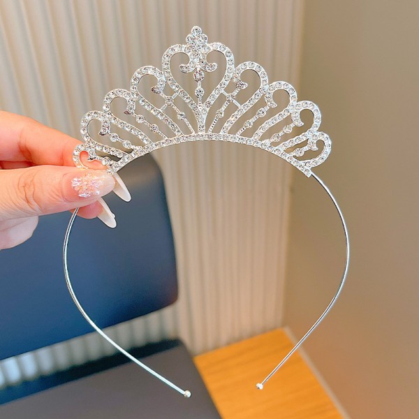 Корона обруч на голову зі стразами   "Diamond Heart",  срібло