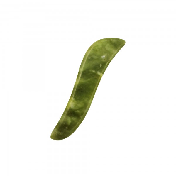 Шкребок Гуаша, S-подібний/М'яка Ложечка, зелений нефрит, 2х10 см