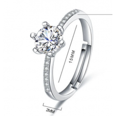 Каблучка з каменем та стразами "Silver Shine", колір срібло, 1 шт