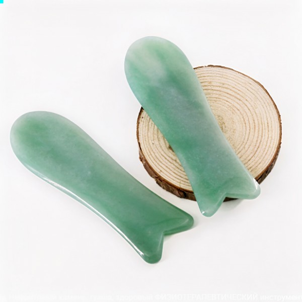 Шкребок Гуаша "Рибка", з авантюрину, натуральний авантюриновий масажер Гуаша, 3,5х10,8 см