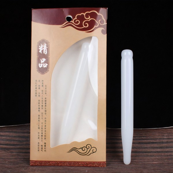 Шкребок Гуаша, Акупунктурна Ручка, біле скло, 2х12 см