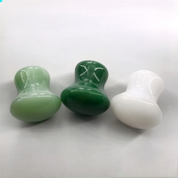 Шкребок Гуаша "Плавний Грибок", із зеленого авантюрину, натуральний авантюриновий масажер Гуаша, 4,5х4,5 см