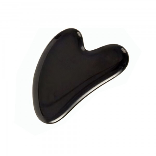 Шкребок Гуаша, "Галочка", із чорного обсидіану, натуральний масажер Гуаша, обсидіан, 5,5х8,5 см