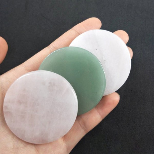 Шкребок Гуаша "Коло", з білого кварцу, натуральний, кварцевий, круглий масажер гуаша, діаметр 5 см