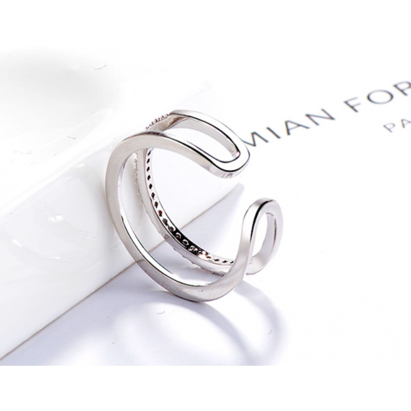 Кольцо двойное со стразами "Вечность", два цвета