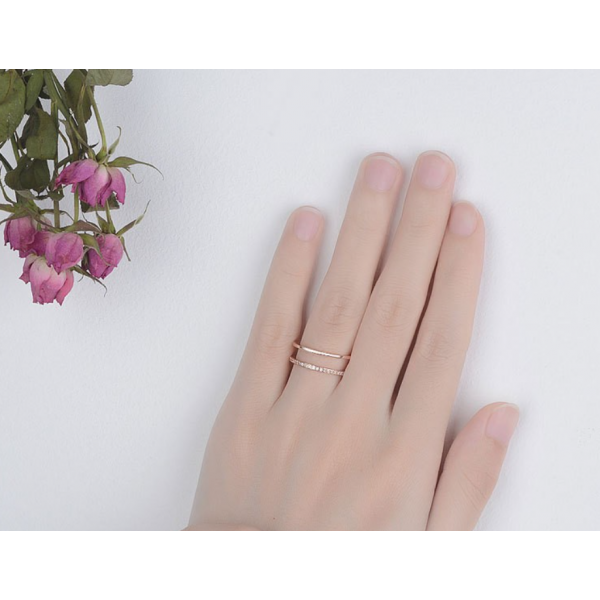 Кольцо двойное со стразами "Вечность", два цвета