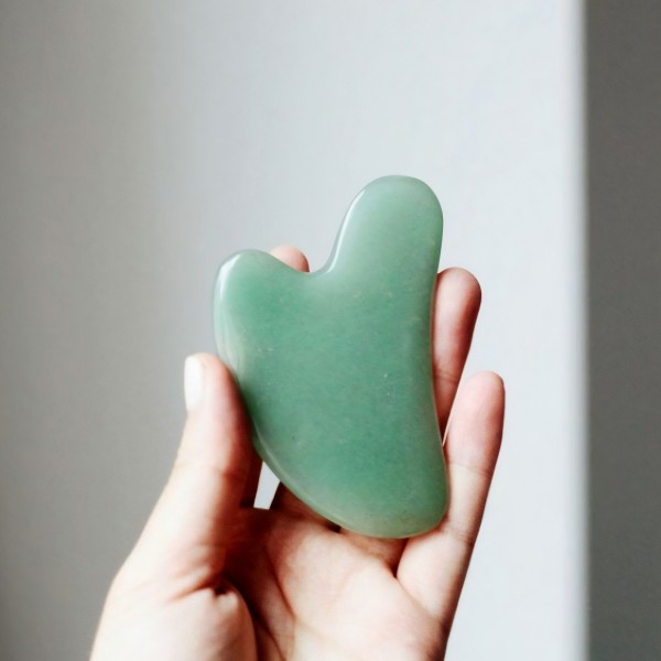 Шкребок Гуаша, "Галочка", з авантюрину, натуральний авантюриновий масажер Гуаша, 5,3х8,3 см