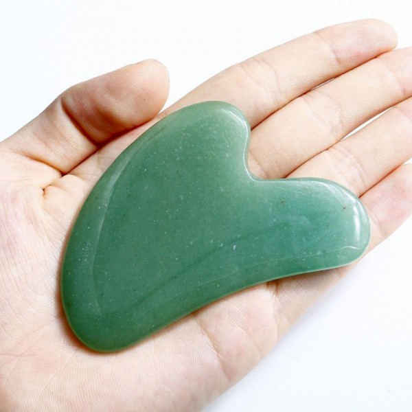 Шкребок Гуаша, "Галочка", з авантюрину, натуральний авантюриновий масажер Гуаша, 5,3х8,3 см