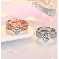 Кольцо двойное со стразами и камнями "Cool Rings", два цвета