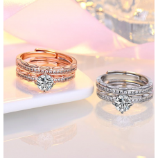 Кольцо двойное со стразами и камнями "Cool Rings", два цвета