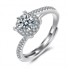 Кольцо со стразами и камнями "Big Love", цвет серебро, 1 шт