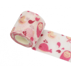 Бинт еластичний Coban 5 см, Рожевий дельфін, фіксуючий, самозакріплюючий, бинт Кобан, самоклеючий, аутоадгезійний бинт, 5 см х 4,5 м