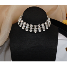 Ланцюжок із великими стразами "Silver Shine", срібло, 26+12 см