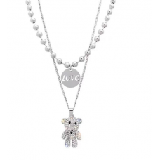 Ланцюжок подвійний на шию "Teddy", з круглими ланками, срібло, 69х48 см