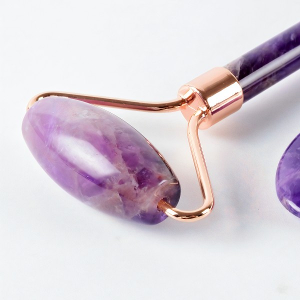 Ролик аметистовий для масажу обличчя, аметистовий ролер