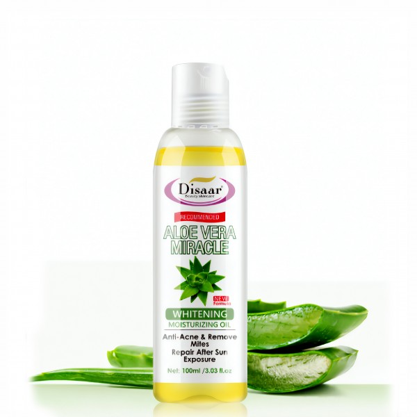Олія масажна відбілююча Disaar Aloe Vera Whitening Moisturizing Oil, олія з екстрактом алое вера натуральна, 100 мл