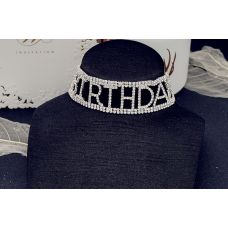 Чокер зі стразами "Birthday", срібло, 27+16 см