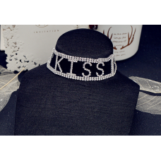 Чокер зі стразами "Kiss", срібло