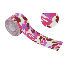 Тейп кінезіо 5 см, Фіолетово - рожевий камуфляж, кінезіологічна стрічка Kinesiology Tape, 5 см