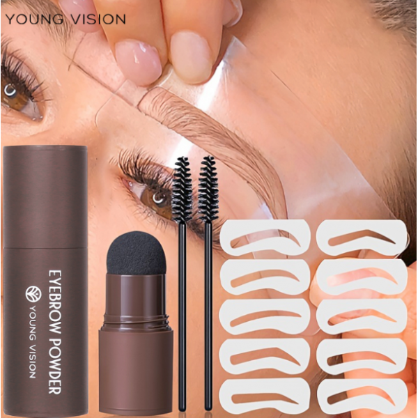 Пудра для брів Young Vision Eyebrow Powder, з трафаретами, два відтінки, 1,8 г