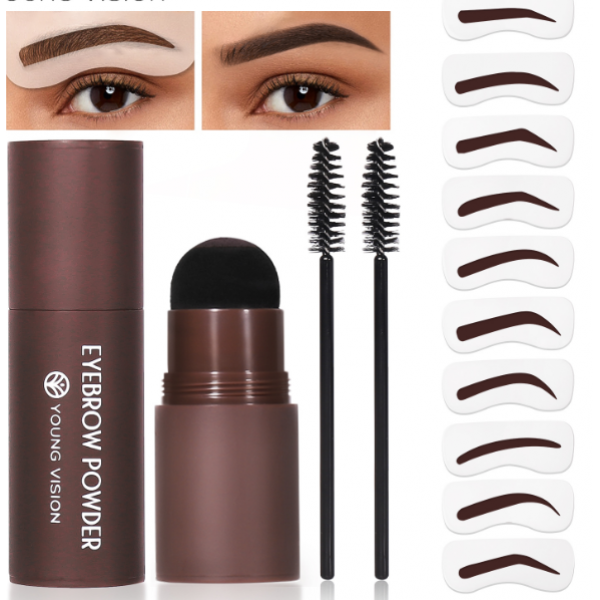 Пудра для брів Young Vision Eyebrow Powder, з трафаретами, два відтінки, 1,8 г