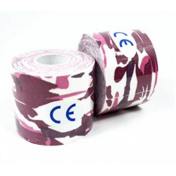 Тейп кінезіо 2,5 см, Рожевий камуфляж, кінезіологічна стрічка Kinesiology Tape, 2,5 см